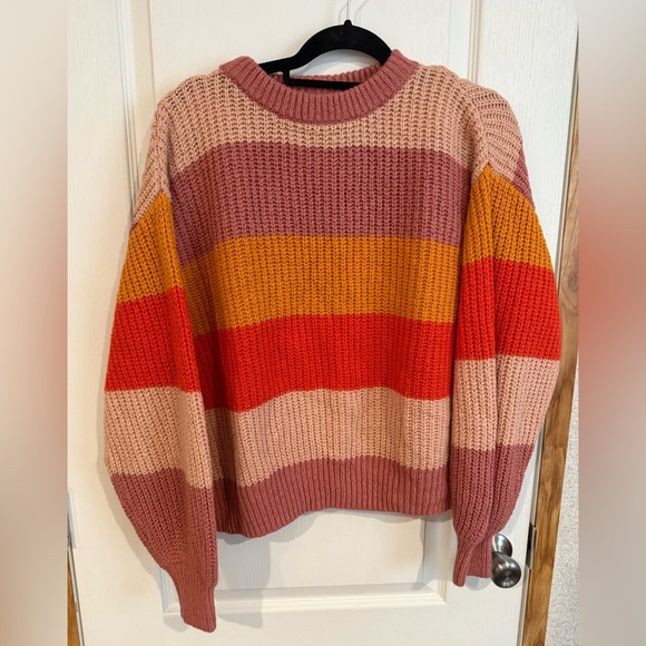 Monki Colorful Striped Crew Neck Sweater - Picture 1 of 4